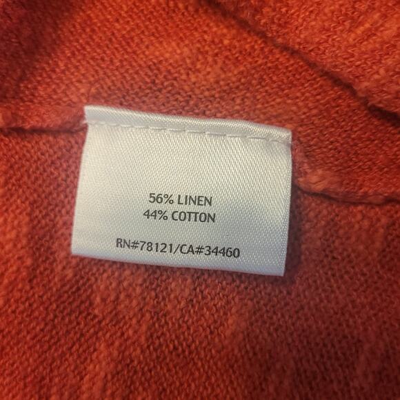 Eileen Fisher Red Linen Blend Open Front Cardigan L EUC 3/4 Sleeve Casual - Picture 5 of 8